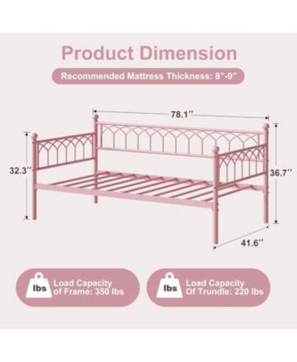 Twin Size Metal Daybed Sofa Bed Frame with Steel Slat Support