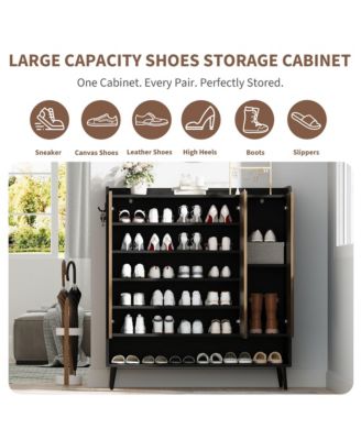 Shoe Cabinet, Large Shoe Cabinet with 3 Doors, Adjustable Shelves, Shoe Organizer with Doors for Hallway, Entryway, Living Room