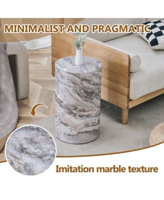 Simple marble textured coffee table, 12" x 19.7", MDF, industrial style