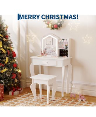 Kids Vanity Table Set with Lighted Mirror and Stool