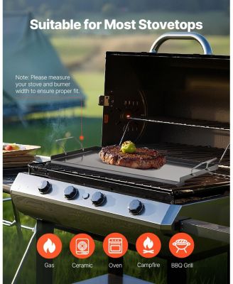 24 x 16 Inch Carbon Steel Griddle Plate for Gas Grill with Handles