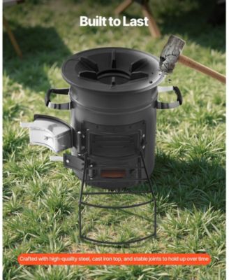 Portable SPCC Steel Camping Rocket Stove with Carry Bag, Double Door