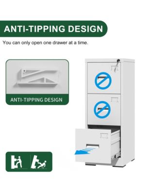 3 Drawer Metal Vertical File Cabinet, Lockable Filing Cabinet with Card Slot, Storage Cabinet for Home Office, Holds A4/Letter/Legal Files