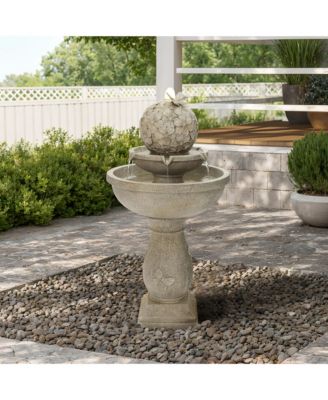 Decorative Garden Birdbath Fountain, Resin Water Feature with Pedestal Design