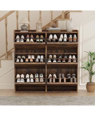 Shoe Cabinet with 6 Flip Drawers, Hidden Shoe Storage Organizer for Entryway, Wooden Shoe Rack with Adjustable Shelf