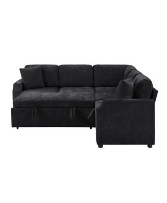 L-Shaped Sectional Sofa Bed with Hidden Storage and Sleeper Function