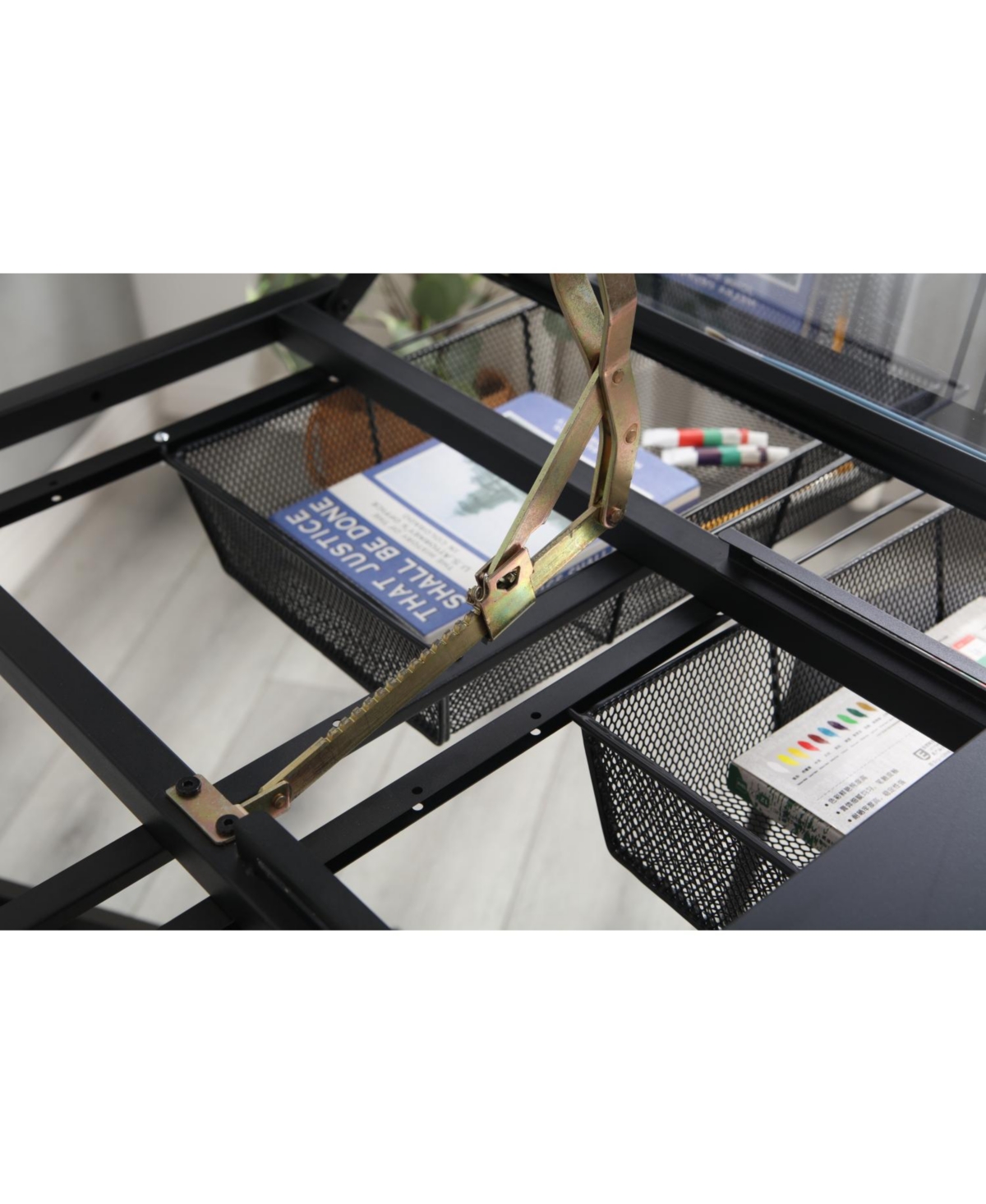 Streamdale Furniture Adjustable Tempered Glass Drafting Table with Chair & Storage