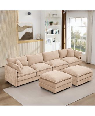 Modular Sectional Sofa, 130.7" U Shaped Couch Set, 4-Seater Comfy Cloud Couches