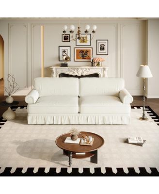 74" Luxuriously Comfortable 3-Seater Cloud Couch, Chenille Sofa with Rolled Arms & Skirt