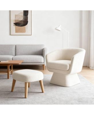 Lazy Chair with Ottoman, Modern Lounge Accent Chair, Upholstered Sofa Chair