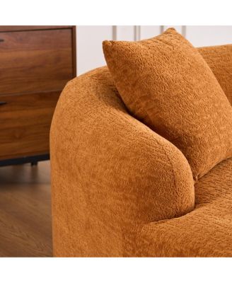 Boneless L-Shape Sectional Sofa with Curved Chaise, Modular Chenille Couch