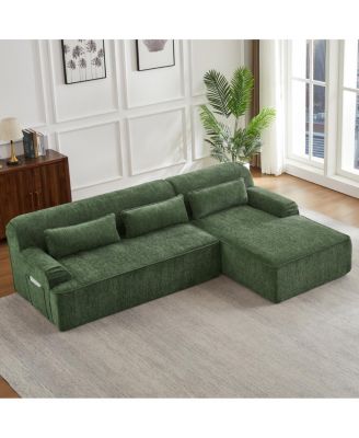  Chenille L-Shape Luxury Sectional Sofa, Minimalist Design, Comfy Sleeper Couch