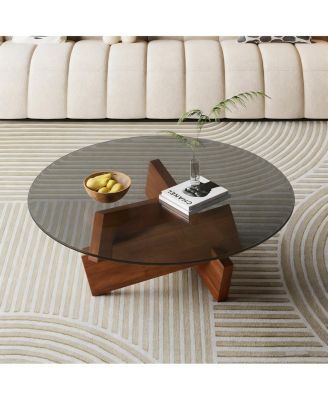 Modern Round Coffee Table, 27.5" x 27.5" x 12.2"