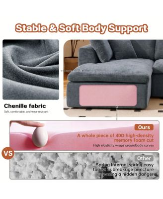 Modern L-Shaped Sectional Sofa with Chaise Lounge, Corduroy Couch