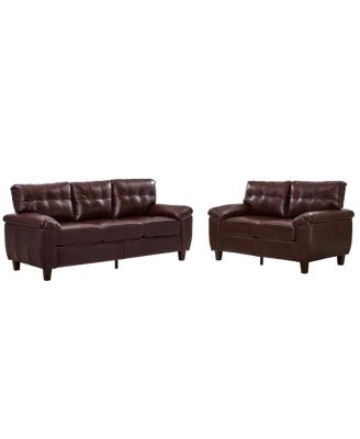 Modern 3-Seater & Loveseat Faux Leather Sofa with Storage
