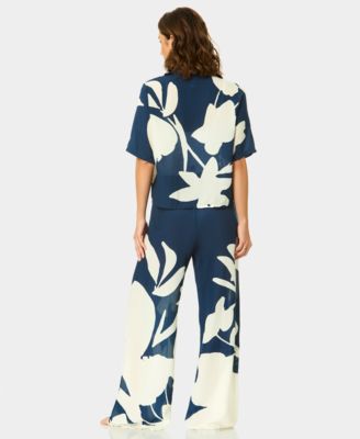 Women's Cabana Collared Neck Swim Cover-Up Shirt