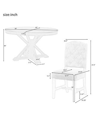 Retro Style Extendable Dining Table Set with 4 Chairs