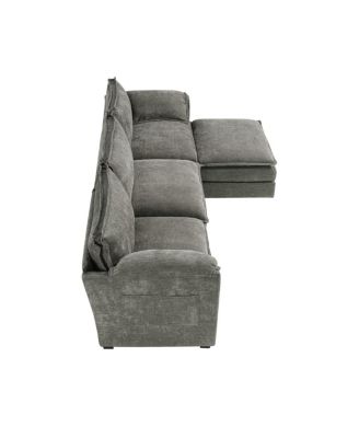 L-shaped sofa with storage, cotton-linen velvet, 3-seater, living room/office
