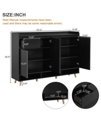 Modern Shoe Cabinet - Minimalist Home Organizer with Adjustable Shelves, Multiple Cabinets and Open Compartments for Entryway, Living Room