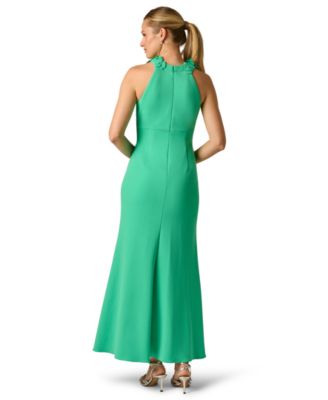 Petite Embellished Rosette Halter Gown 