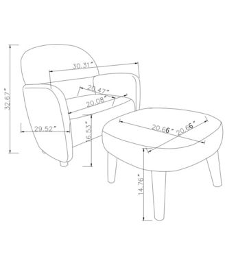 Modern Lazy Chair with Ottoman, Upholstered Reading Chair, Compact Accent Chair with Footrest for Small
