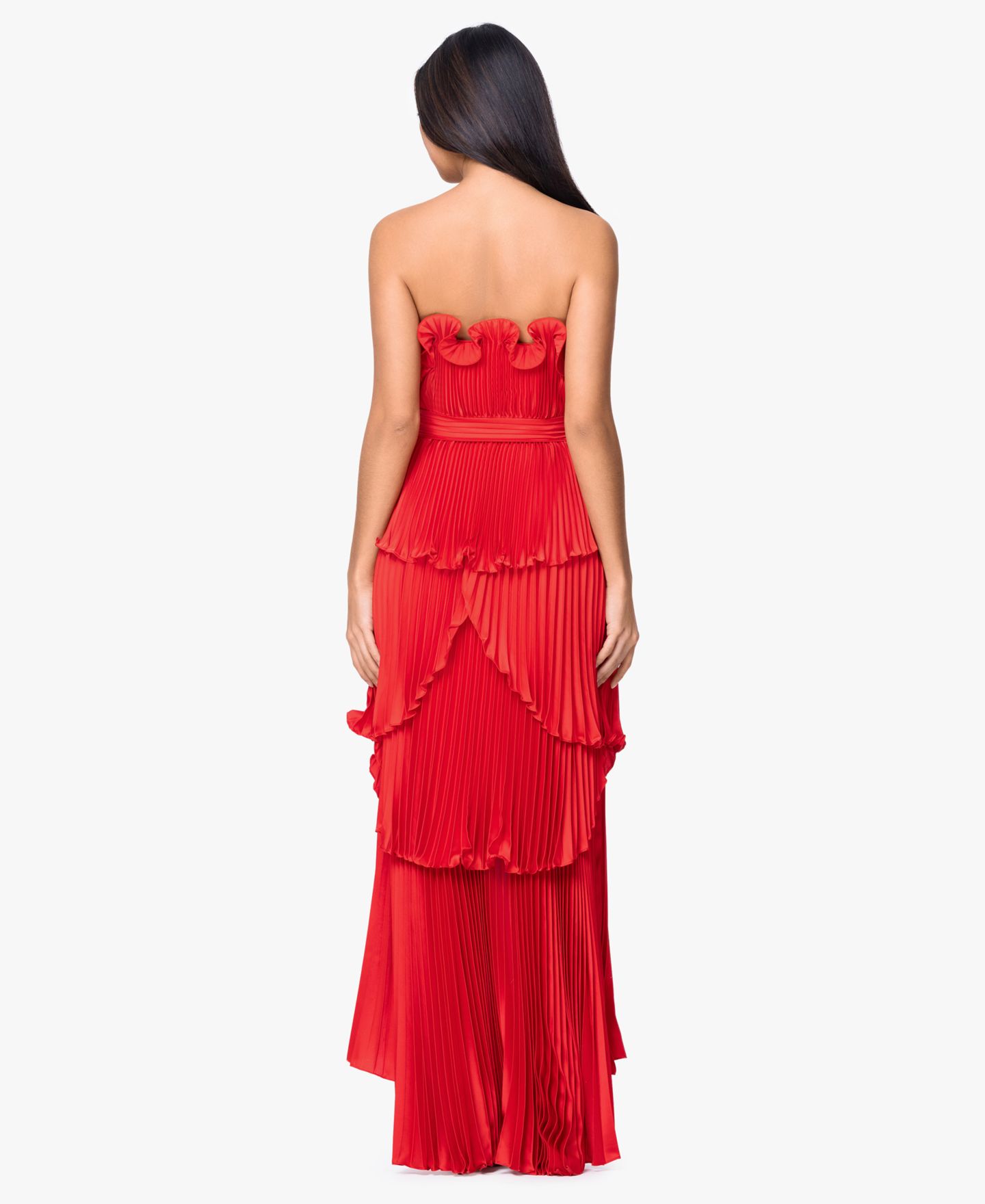 Женские платья Betsy & Adam Strapless High-Low Ball Gown, цвет: Красный — фото 4