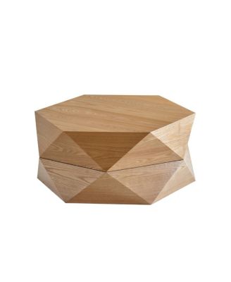 Retro Polygon Flip Top Coffee Table with Hidden Storage.