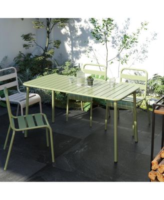Sella long green outdoor dining table for villa, courtyard, balcony, garden