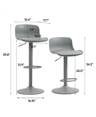 Bar Stools Set of 2 – Modern PU Leather Counter Height Barstools with Back