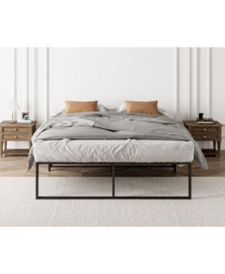 Queen Metal Platform Bed, 14" High with Steel Slats, Under Bed Storage, No Box Spring, Quiet, Easy Assembly