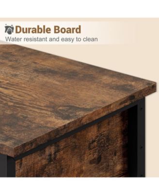 Rustic Industrial 2-Tier End Table with Storage Drawer