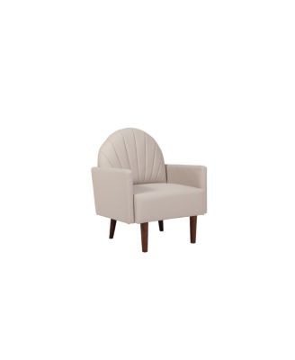Shell armchair with PU leather and wooden legs