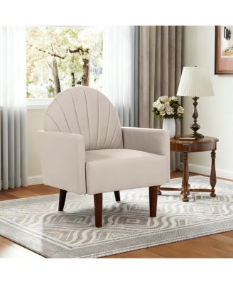 Shell armchair with PU leather and wooden legs