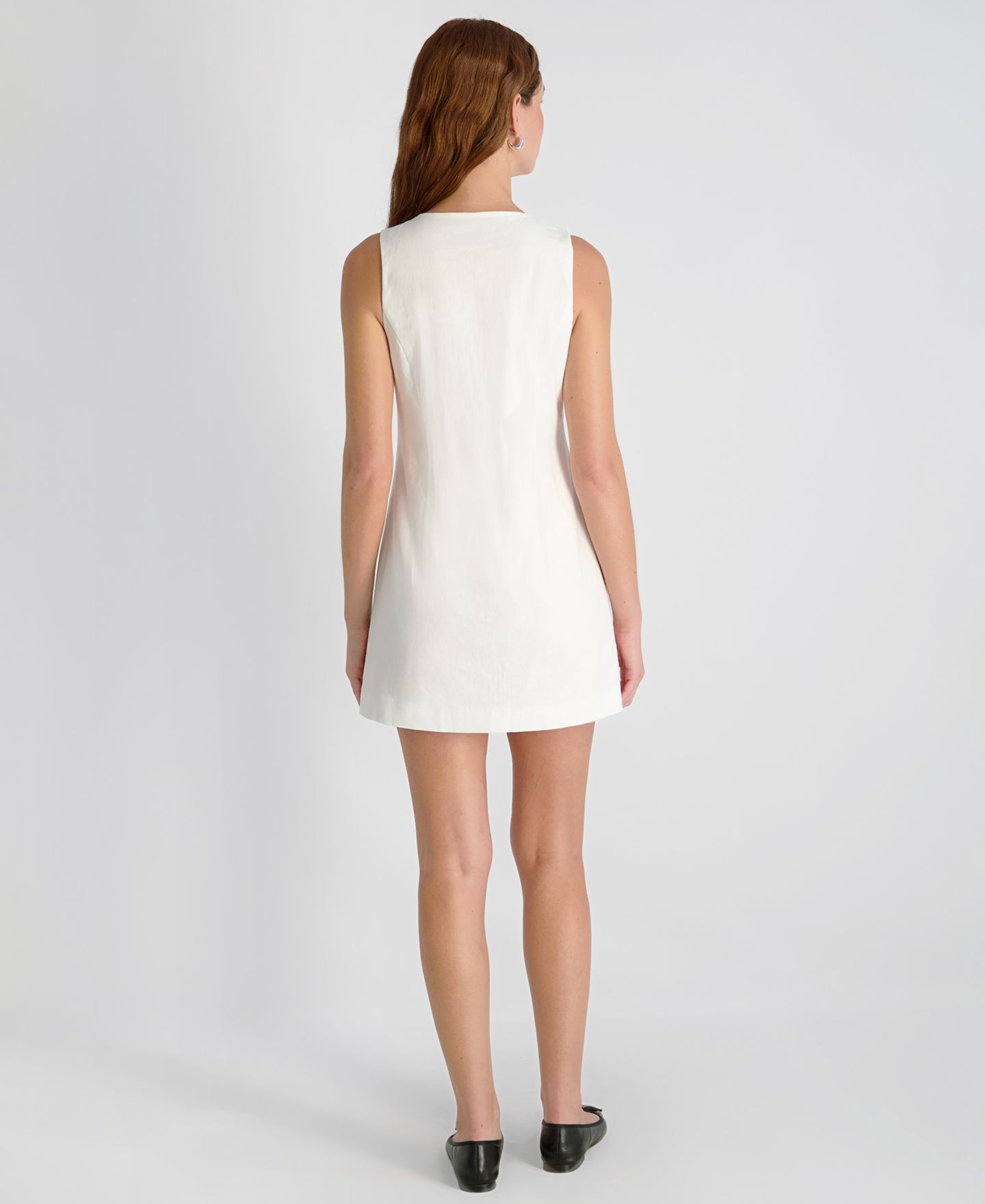 Женское платье French Connection Linen V-Neck Sleeveless Mini, цвет: Белый — фото 5