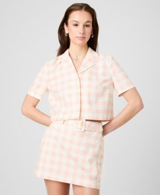 Women's Collared Gingham Crop Shirt