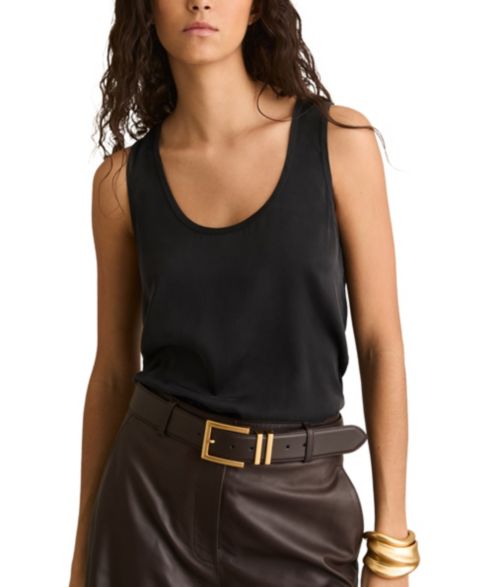 Женский топ REISS Ruby Silk Front, цвет: Чёрный