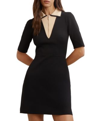 Women's Sophie Contrast-Collar Knitted Mini Dress