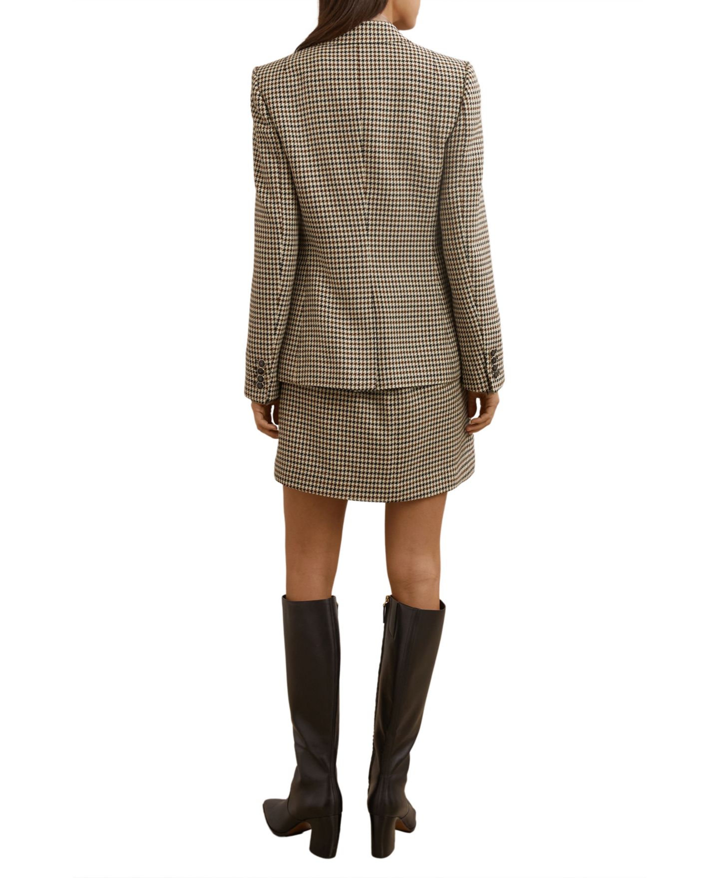 Женский пиджак REISS Hartley Wool-Blend Double-Breasted Check Blazer, цвет: Нейтральный клетчатый — фото 3
