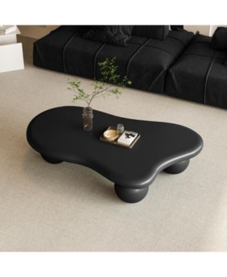 47 Inch Cloud Shaped Coffee Table with 3 Ball Legs for Living Room