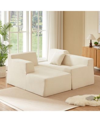 Modern minimalist L-shaped corduroy high back sofa
