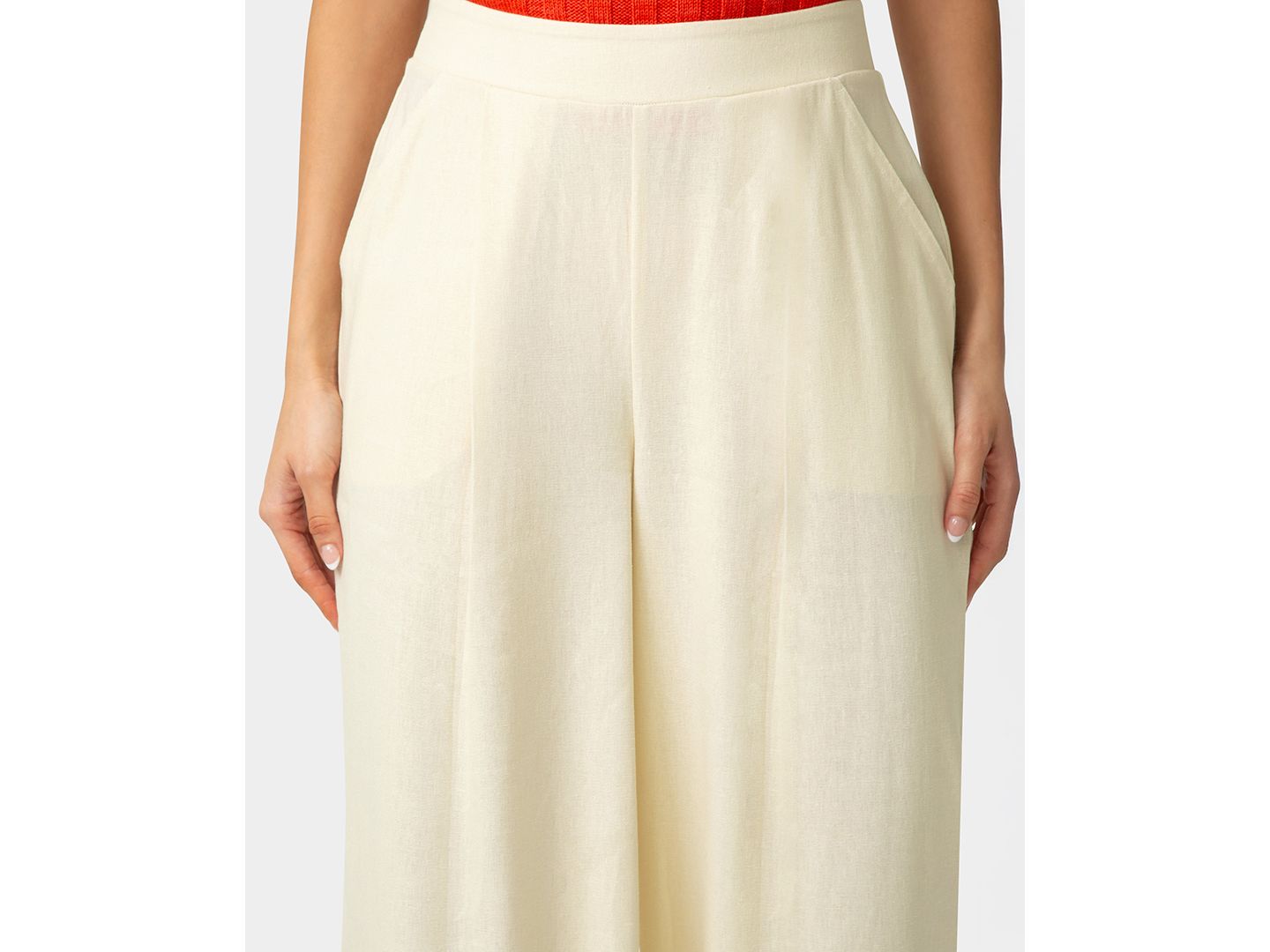 Женские брюки Hue Coastal Linen Palazzo Pant, цвет: Экрю — фото 6