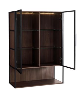 Casainc Modern 51.2" Tall Lighted Display Cabinet with Tempered Glass Door and Metal Frame