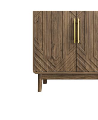 Storage Cabinet With Carved 4 Door Adjustable Layer Board