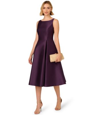 Women's Boat-Neck Fit & Flare Midi Dress