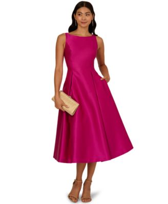 Women's Boat-Neck Fit & Flare Midi Dress