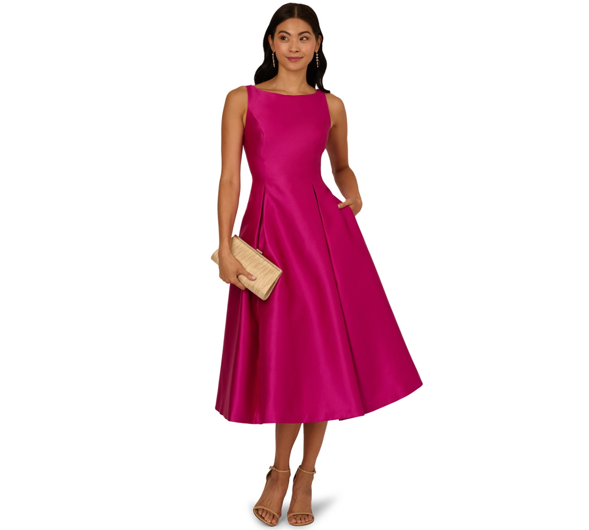 Adrianna Papell Boat-Neck A-Line Dress