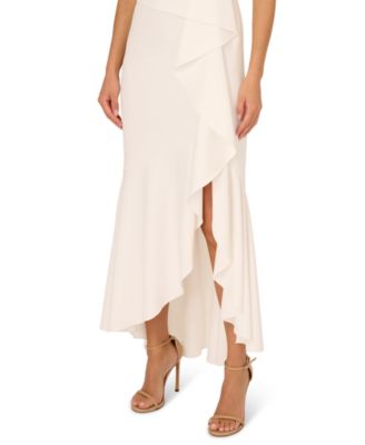 Women's Beaded One-Shoulder Crepe Gown