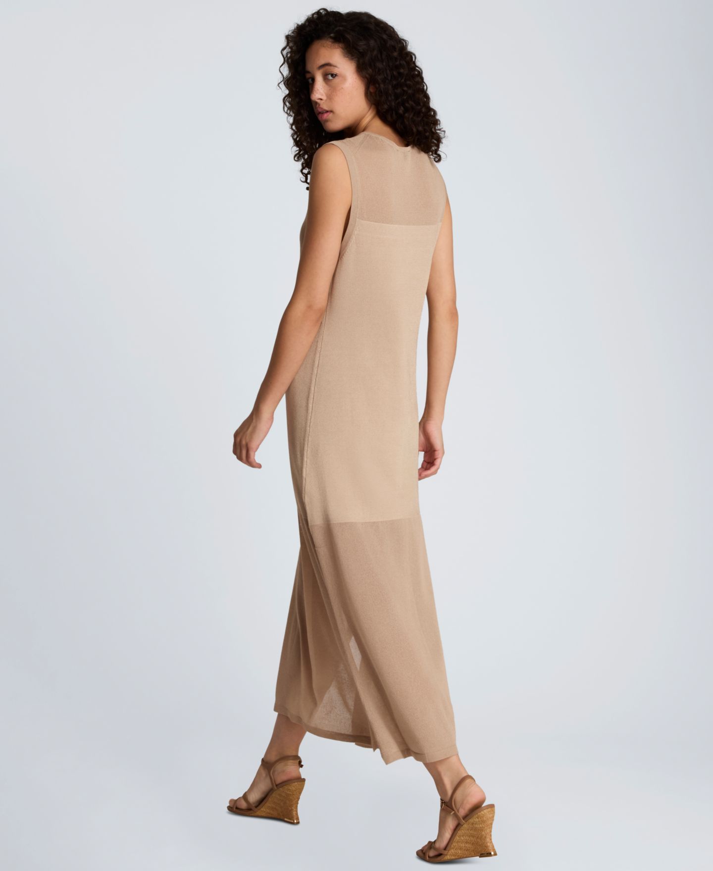 Женское платье Kenneth Cole Semi-Sheer Side-Slit Sleeveless, цвет: Серо-коричневый — фото 3