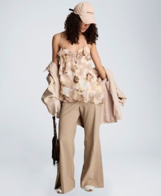 Women's Asymmetric Hem Ruffle Sleeveless Cami Top