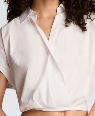 Women's Pleated Cross-Over Front Shirt